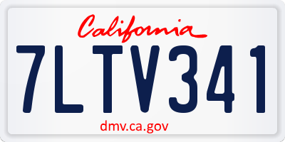 CA license plate 7LTV341