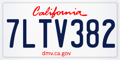 CA license plate 7LTV382