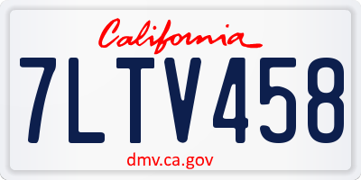 CA license plate 7LTV458
