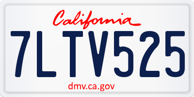 CA license plate 7LTV525