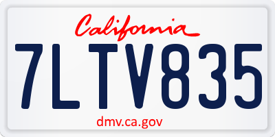 CA license plate 7LTV835