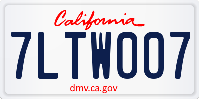 CA license plate 7LTW007