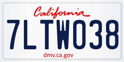 CA license plate 7LTW038