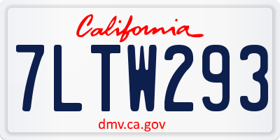 CA license plate 7LTW293