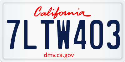 CA license plate 7LTW403