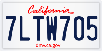 CA license plate 7LTW705