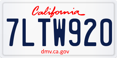 CA license plate 7LTW920