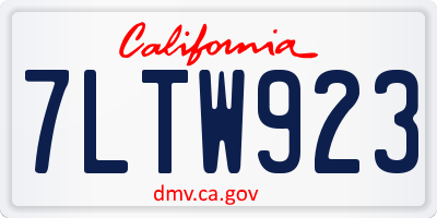 CA license plate 7LTW923