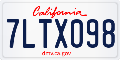 CA license plate 7LTX098