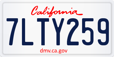 CA license plate 7LTY259