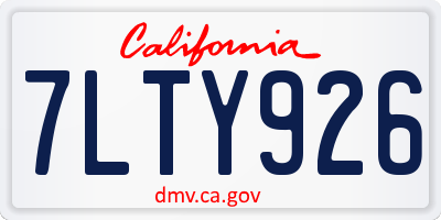 CA license plate 7LTY926