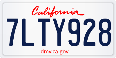 CA license plate 7LTY928