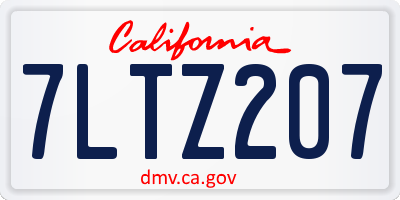 CA license plate 7LTZ207