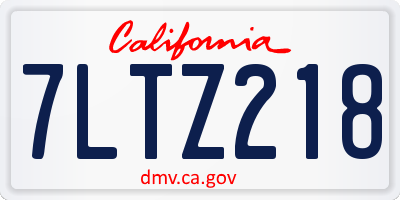 CA license plate 7LTZ218