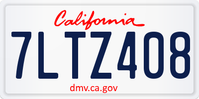 CA license plate 7LTZ408