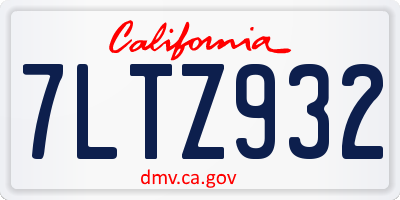 CA license plate 7LTZ932