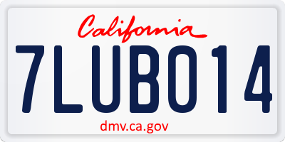 CA license plate 7LUB014
