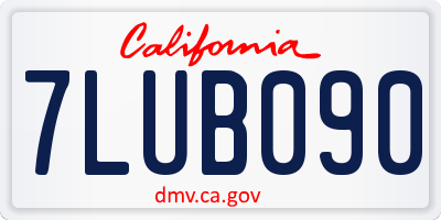 CA license plate 7LUB090