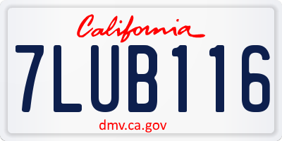 CA license plate 7LUB116
