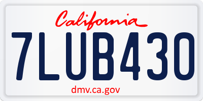 CA license plate 7LUB430