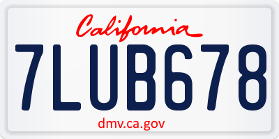 CA license plate 7LUB678