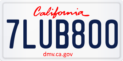CA license plate 7LUB800