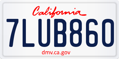CA license plate 7LUB860