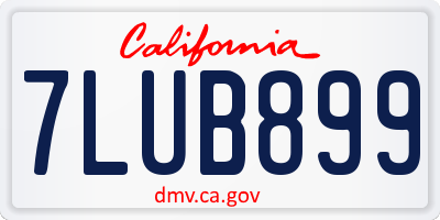 CA license plate 7LUB899