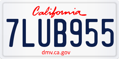 CA license plate 7LUB955
