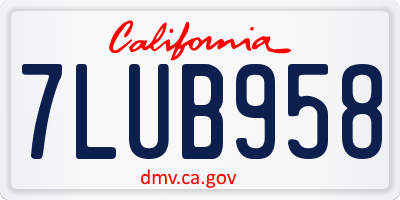 CA license plate 7LUB958