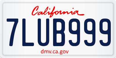 CA license plate 7LUB999
