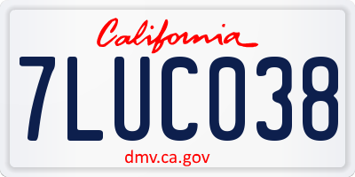 CA license plate 7LUC038