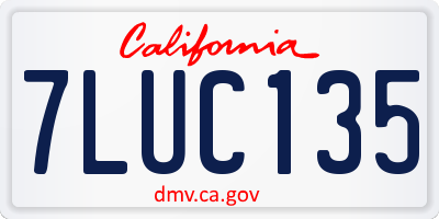 CA license plate 7LUC135