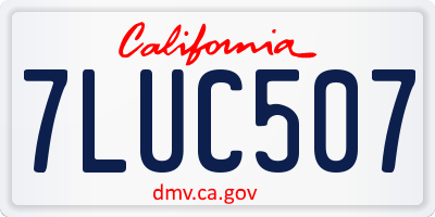 CA license plate 7LUC507