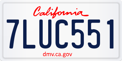 CA license plate 7LUC551