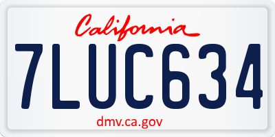 CA license plate 7LUC634