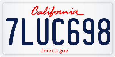 CA license plate 7LUC698