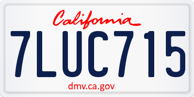 CA license plate 7LUC715