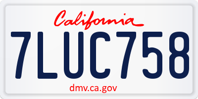 CA license plate 7LUC758