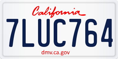 CA license plate 7LUC764