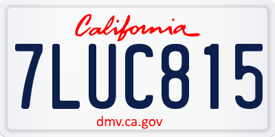 CA license plate 7LUC815