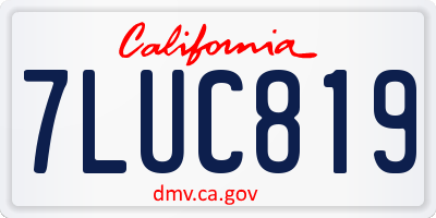 CA license plate 7LUC819