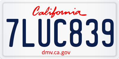 CA license plate 7LUC839