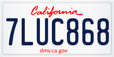 CA license plate 7LUC868