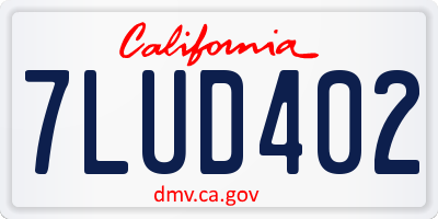 CA license plate 7LUD402