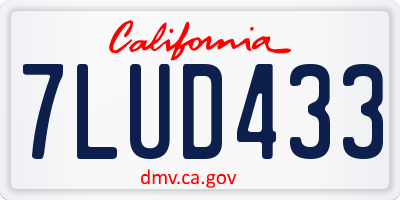 CA license plate 7LUD433