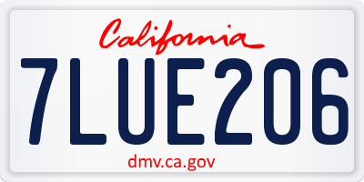 CA license plate 7LUE206