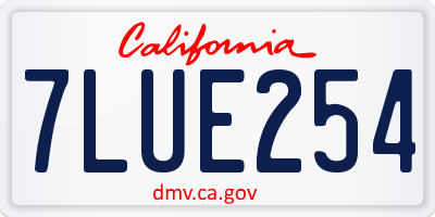 CA license plate 7LUE254