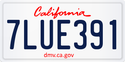 CA license plate 7LUE391