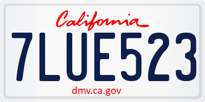 CA license plate 7LUE523